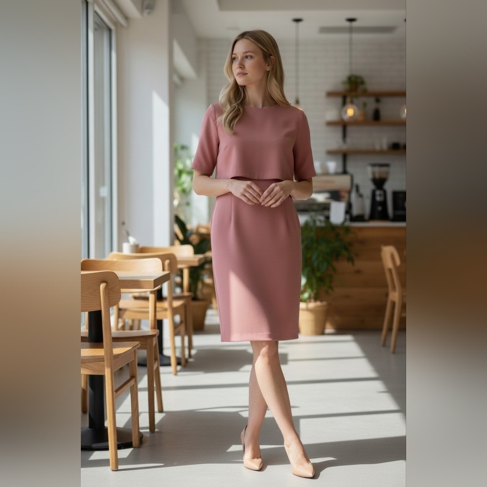 Ann Taylor Dusty Rose Midi Dress
